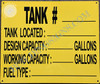 Tank #- Tank Capacity Signage