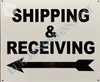 Signage Shipping & Receiving  - Left Arrow