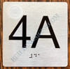 Apartment Number 4A Sign with Braille and Raised Number