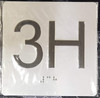 Apartment Number 3H Sign with Braille and Raised Number