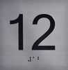 Apartment Number 12 Signage with Braille and Raised Number