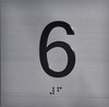 Apartment Number 6 Signage with Braille and Raised Number