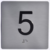 Apartment Number 5 Sign with Braille and Raised Number