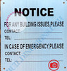 Notice for Any Building Issues Please Contact Sign (Brush Silver,Aluminum Sign 8.5X7)