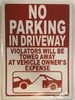 NO Parking in Driveway