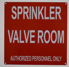 Sprinkler Valve Room Sign (red,10x10, Rust Free)