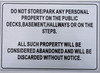 DO NOT Store in Hallway and STAIRWELL Sign (Silver,7X10)