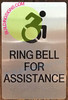 Sign Ring Bell for Assistance  -Braille  with Raised Tactile Graphics and Letters