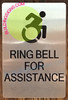 Ring Bell for Assistance  -Braille  with Raised Tactile Graphics and Letters