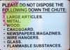 Signage Please DO NOT Dispose The Following Down The Chute