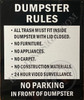 Signage Dumpster Rules