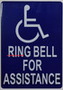 ADA-Ring Bell for Assistance with Symbol Sign -The Pour Tous Blue LINE -Tactile Signs   Braille sign