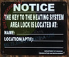 hpd key to the heating system sign black