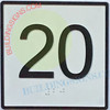 SIGN Elevator Floor Number 20 Sign- Elevator JAMB Plate Floor 20