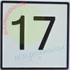 SIGNAGE Elevator Floor Number 17 SIGNAGE- Elevator JAMB Plate Floor 17