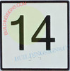 Elevator Floor Number 14 Sign- Elevator JAMB Plate Floor 14 SIGNAGE