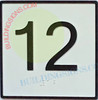 SIGNAGE Elevator Floor Number 12 SIGNAGE- Elevator JAMB Plate Floor 12