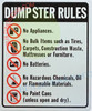 SIGNAGE Dumpster Rules SIGNAGE Dumpster Rules
