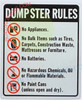 SIGN Dumpster Rules SIGN Dumpster Rules
