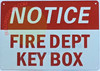 NOTICE FIRE DEPT KEY BOX