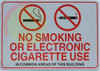 NO SMOKING OR ELECTRONIC CIGARETTE USE IN COMMON AREA SIGN