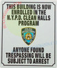 NYPD CLEAN HALLWAYS SIGN