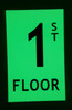 SIGN Floor number 1 / GLOW IN THE DARK "FLOOR NUMBER"