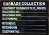 GARBAGE COLLECTION SIGN (7X10,BLACK, ALUMINUM)