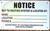 HPD  KEY TO THE HEATING SYSTEM SIGN