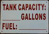 Sign TANK CAPACITY