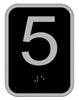 Elevator floor number 5 sign- Elevator Jamb Plate 5 ( 3x4, cast Iron, Black, Double sided tape)