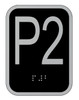 Elevator floor number P2 sign- Elevator Jamb Plate P2 ( 3x4, cast Iron, Black, Double sided tape) -ref17222