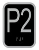 Elevator floor number P2 sign- Elevator Jamb Plate P2 ( 3x4, cast Iron, Black, Double sided tape)  The Cast Iron Line