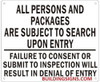 ALL PERSONS SUBJECT TO SEARCH SIGNAGE