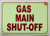 Photoluminescent GAS MAIN SHUT-OFF Signage