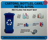 NYC RECYCLING SIGN- CARTONS, BOTTLES, CANS, METAL & FOIL SIGN