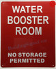 WATER BOOSTER ROOM Sign