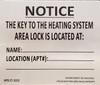 HPD NYC KEY TO THE HEATING SYSTEM SIGN