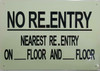 NO RE-ENTRY ON THIS FLOOR NEAREST ENTRY Sign