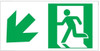 GLOW IN THE DARK HIGH INTENSITY SELF STICKING PVC GLOW IN THE DARK SAFETY GUIDANCE SIGN - "EXIT" SIGN 4.5X9 WITH RUNNING MAN AND DOWN LEFT ARROW