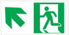 GLOW IN THE DARK HIGH INTENSITY SELF STICKING PVC GLOW IN THE DARK SAFETY GUIDANCE SIGN - "EXIT" SIGN 4.5X9 WITH RUNNING MAN AND UP LEFT ARROW