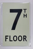 FLOOR NUMBER SIGN - 7TH FLOOR SIGN - PHOTOLUMINESCENT GLOW IN THE DARK SIGN