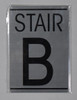 FLOOR NUMBER SIGN - STAIR B SIGN - BRUSHED ALUMINUM