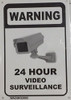 Pack of 4 pcs- WARNING 24 HOUR VIDEO SURVEILLANCE SIGN