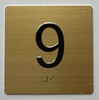 9TH FLOOR Elevator Jamb Plate Signage With Braille and raised number-Elevator FLOOR 9 number Signage  - The sensation line
