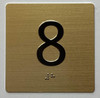 8TH FLOOR Elevator Jamb Plate sign With Braille and raised number-Elevator FLOOR 8 number sign  - The sensation line