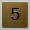 5TH FLOOR Elevator Jamb Plate  With Braille and raised number-Elevator FLOOR 5 number   - The sensation line