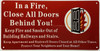 New York in A Fire, Close All Doors Behind You Signage, Meets NYC Admin Code 15-135