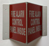 Corridor Fire alarm control panel inside Signage-Fire alarm control panel inside Hallway Signage -le couloir Line