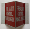 Corridor Fire alarm control panel inside sign-Fire alarm control panel inside Hallway sign -le couloir Line